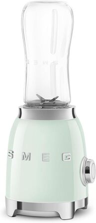 SMEG, Personal Blender PBF01PGEU, 2 speed settings, stainless steel double blade, 2 x 600 ml bottles included, non-slip base, integrated cable winding, 300W, pastel green
