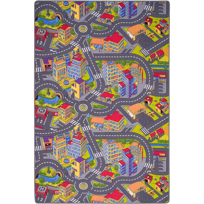 Дитячий килим Snapstyle для ігор, 3D місто, прямокутний 133x133 см, зносостійкий та простий у догляді для дитячої кімнати