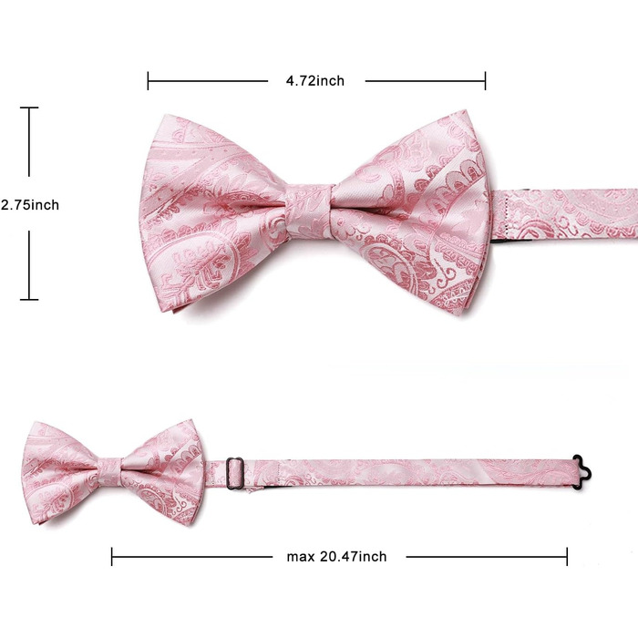 Метелик HISDERN для чоловіків з кишеньковим хустинкою, однотонний, регульований, для смокінгу, весілля, вечірки (E Altrosa 1)