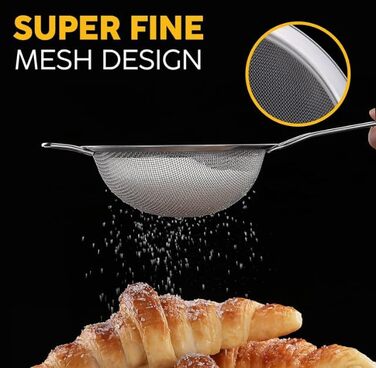 Набір сит Jojeys (20 см) - 3 розміри, нержавіюча сталь, кухонне сито для приготування та випікання, миється в посудомийній машині