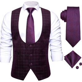 Жилет чоловічий стильний вінтажний Hi-Tie з коміром V-подібний без рукавів для весілля, офіційних заходів, прому, темно-червоний, XL