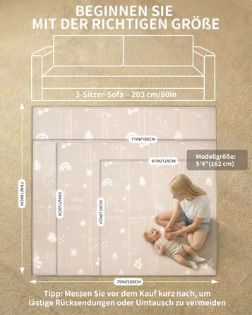 Дитячий килимок для ігор Krabbelmatte 150x180 см, складаний, водонепроникний, антиковзкий, з сумкою для перенесення - Ліс