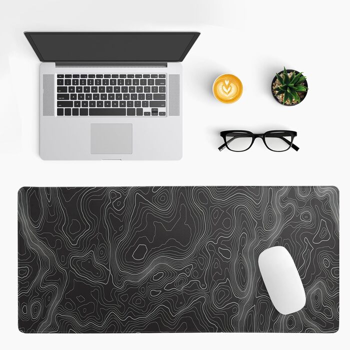 Мат для миші з морем, 80x20 см, абстрактний дизайн, текстура хвилі, протиковзка гумова основа, великий килимок для комп'ютера, офіс, дім