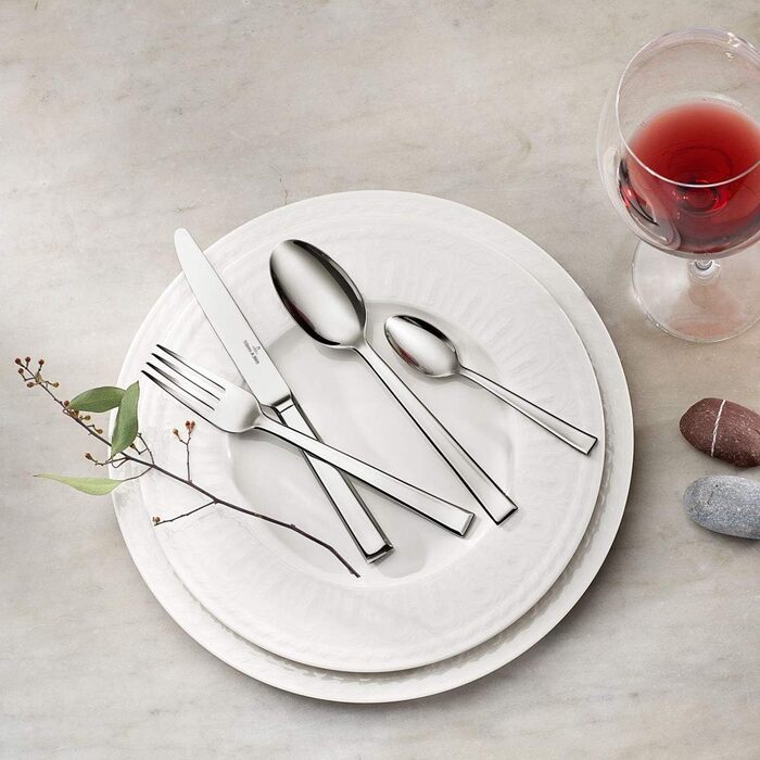 Villeroy & Boch – Victor Cutlery Set 24 pcs. Silver/Platinum, Dishwasher-Safe, Rustproof, Cutlery Set 24 pieces, Fork, Knife, Spoon, Dinner Cutlery Set, Stainless Steel 24 pcs. Single