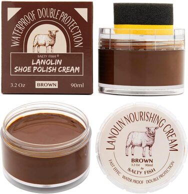 SALTY FISH Shoe Cream with Shoe Polish Sponge Applicator