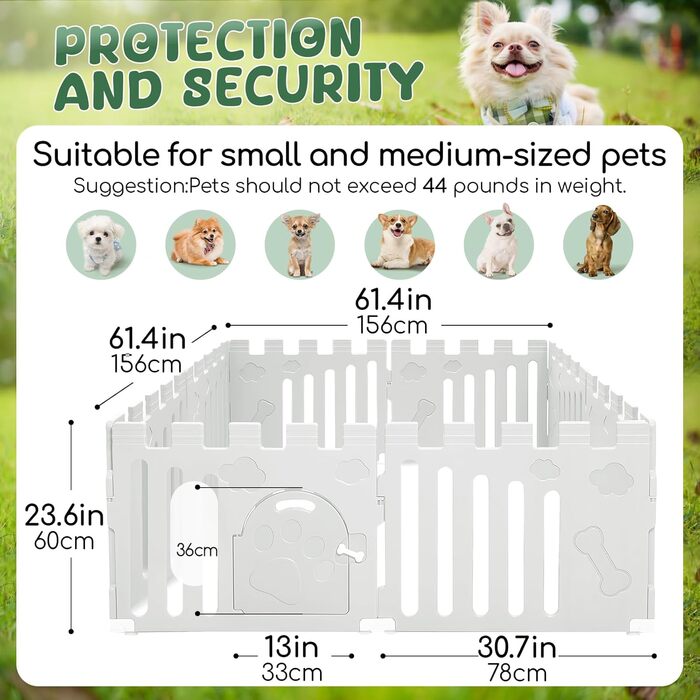 Клітка-загон для собак, 6-панельна, для дому, біла (156 x 78 x 60 см)