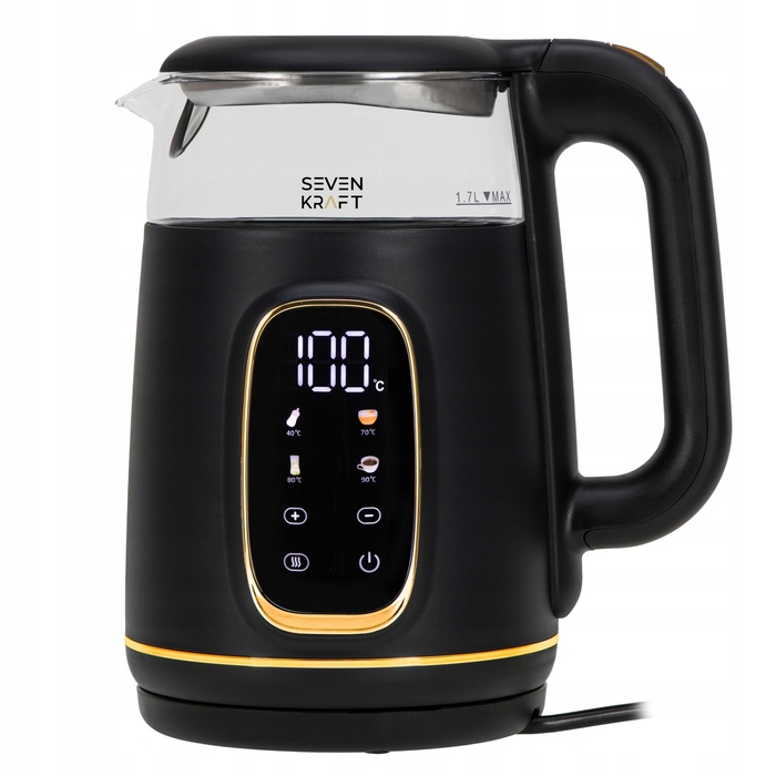 Електричний чайник Sevenkraft SK 1308bg, 2200 Вт, 1,7 л, чорний