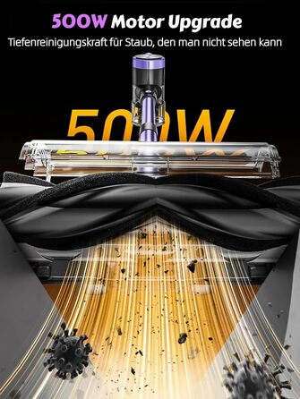 Бездротовий пилосос SUXIANGVAC 48KPa, 500W, 55 хвилин роботи, з док-станцією, LED дисплеєм, антизаплутана щітка, для шерсті тварин, килимів, твердих поверхонь, авто, фіолетовий