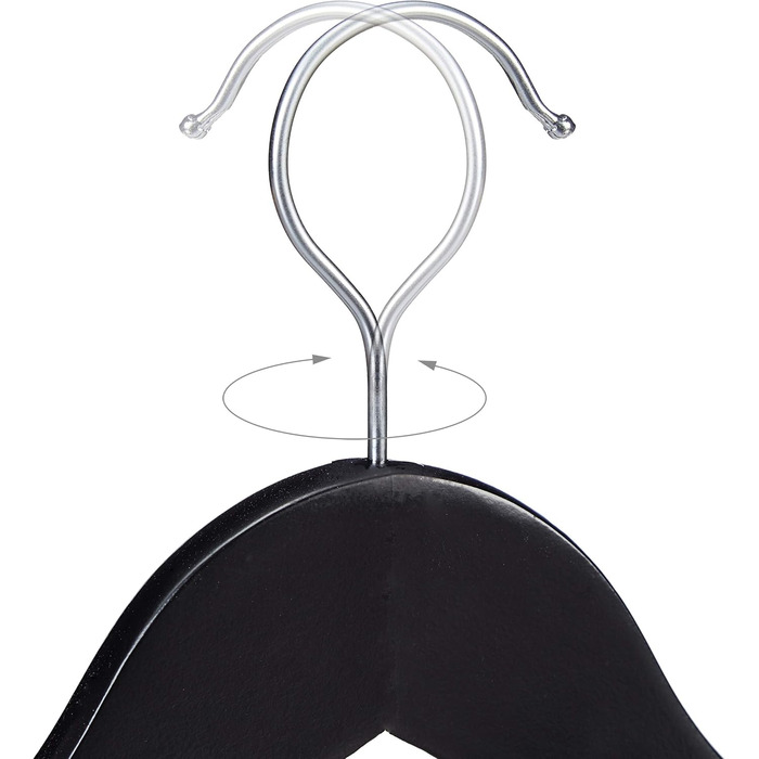 Relaxdays 20-Piece Children's Clothes Hangers, Wooden, Trouser Hangers for Boys & Girls, Swivel Hook, with Bar & Notches, Black