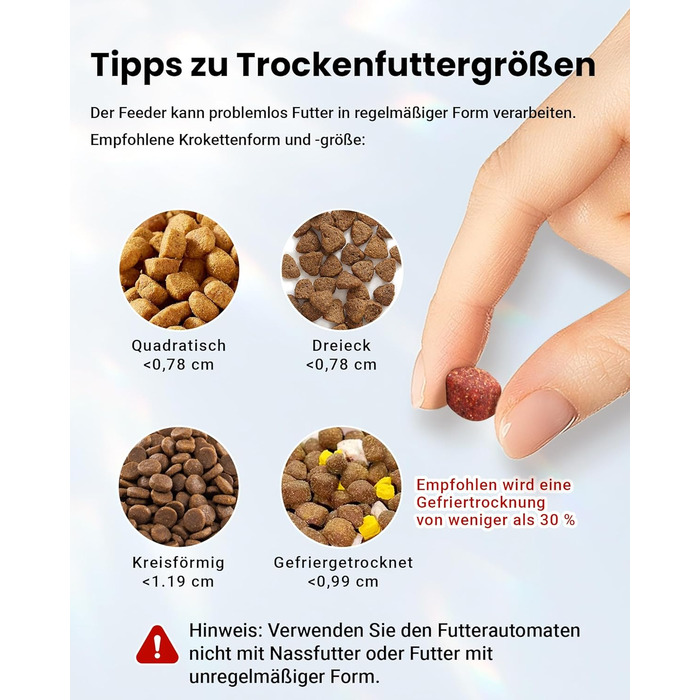 Автоматичне годування для котів з APP та таймером, 6 л / 25 порцій, 3 миски, 3 пакети силікагелю, система запобігання застрягання, WiFi 2.4G, запис голосу 10 сек, годівниця для котів та собак (білий)