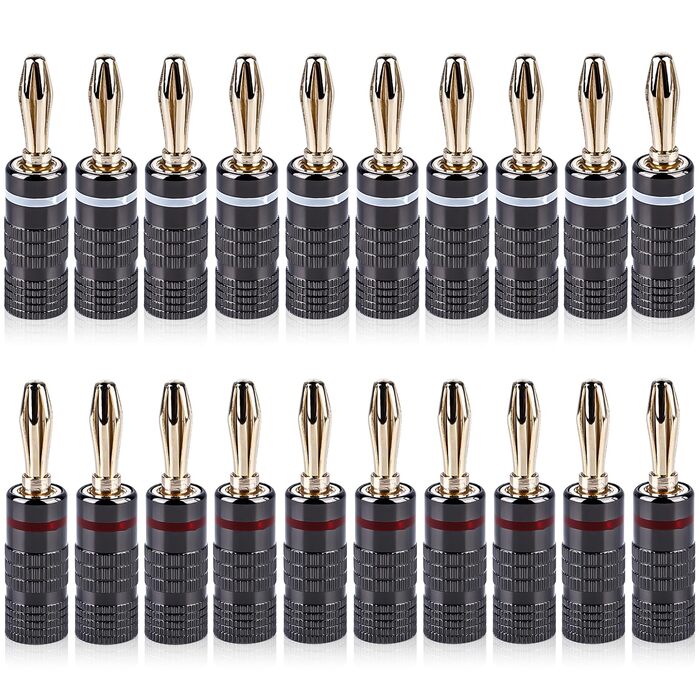 Бананові конектори Vegena 20 шт. для акустичних кабелів, 24K позолота, підійдуть для підключення до підсилювача, AV-ресивера