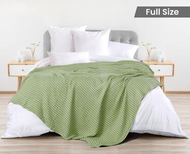Ковдра Baumwoll Waffeldecke Utopia Bedding з бавовни, 300 GSM, 152x127 см, м'яка, легка, дихаюча, для всіх сезонів, салатовий колір