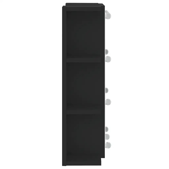 Шафа у ванну кімнату з дзеркалом та LED-підсвіткою, чорна, 70x16,5x60 см