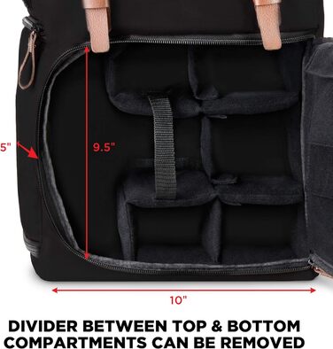 GOgroove Рюкзак для камери: DSLR рюкзак для подорожей, камера, аксесуари, ноутбук, штатив, вологостійкий, чорний