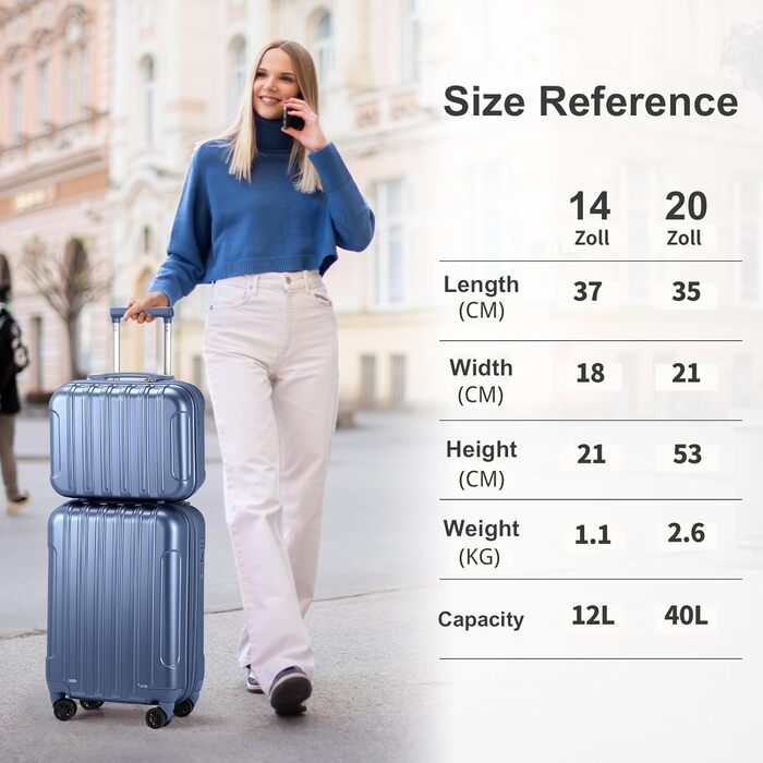 Набір валіз LALAHO 3 шт. з жорстким корпусом, великий дорожній набір, валізи з колесами, ABS+PC, ручна поклажа, набір валіз з жорстким корпусом, м'ятно-зелений (сіро-блакитний)