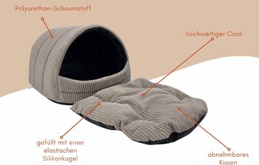 Будка для собак ODOLPLUSZ Hundehütte, сіра, Cord, розмір M - комфортна, зручна, для собак та котів