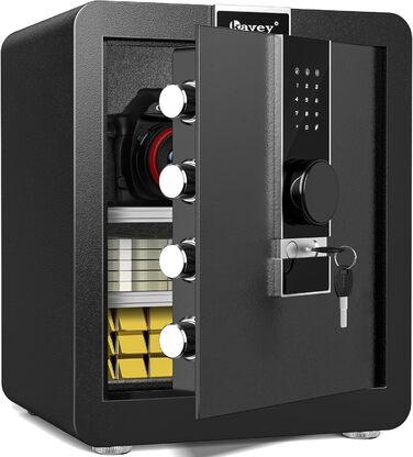 Кейві 2.0 Kub Safe Box: сейф з LCD-сенсорним екраном, двома тривогами, LED-підсвіткою, знімною полицею, для грошей, документів та цінностей (2,0 м³)