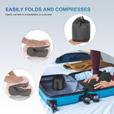 Подушка для шиї Eono з піною Memory Foam, ергономічна, для подорожей, з маскою для сну та навушниками, рожева