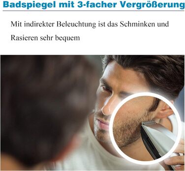 Дзеркало для ванної кімнати AQUABATOS LED 50x70 см з підсвічуванням, сенсорним вимикачем, регулюванням температури світла (6400K), IP44, CE, енергозберігаюче.