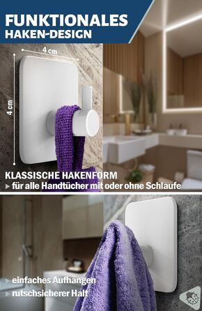 Набір гачків самоклеючих Menz, 4 шт, нержавіюча сталь, для ванної кімнати, кухні, 4 шт.