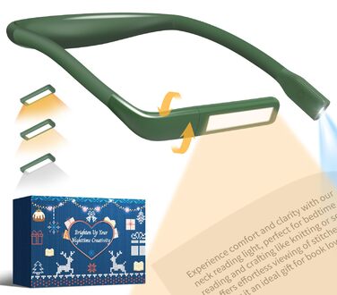 LED лампа на шию для читання Buch: світло для книги, в'язання, рукоділля (зелена). 3 режими освітлення