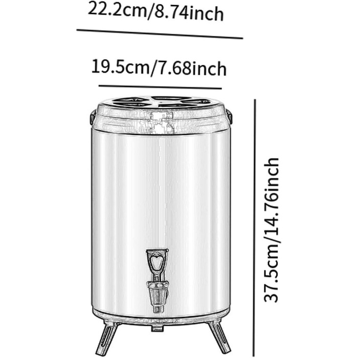 F Fityle Hot/Cold Beverage Dispenser, Tea Barrel with Tap, Water-Insulated Drink Dispenser, Drink Container for Camping/Kindergarten, 8L White