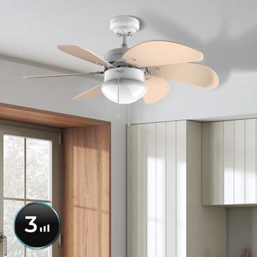 Стеляний вентилятор Cecotec EnergySilence Aero 350: 50 Вт, діаметр 81 см, лампа, 6 лопатей, 3 швидкості, функція зими, білий/дерев'яний