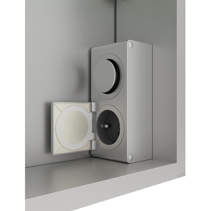 Дзеркальна шафа для ванної кімнати AQUABATOS з розеткою та підсвічуванням LED, 50x70 см, шафа для ванної кімнати, дзеркало з інфрачервовим датчиком, регульоване освітлення, антизапар, холодний білий колір світла, алюмінієва шафа, двостороннє дзеркало