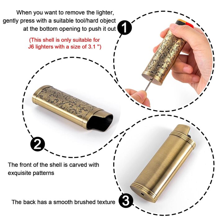 Вінтажне металеве етолюшка для сигарет з запальничкою J6, вміщує 12 шт. сигарет (100 мм), RFID картки та гроші (Бронза)