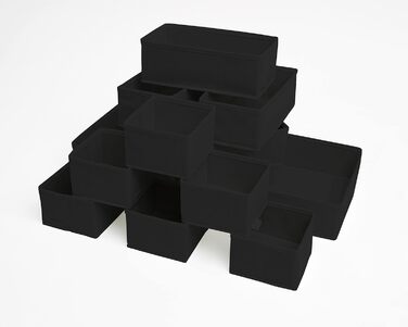 Large Drawer Organization System 12-Piece Set of White Boxes Storage Organizer Drawer Closet Organizer Storage Box Closet Organizer (Black, 3=28x28x10cm, 3=28x14x10cm, 6=14x14x10cm)