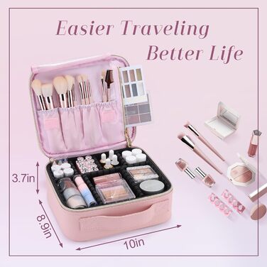 Косметичка для макіяжу, органайзер для подорожей, рожева