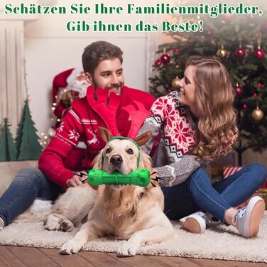 HETOO Dog Toy, indestructible, robust, squeaking, chew toy for aggressive chewers, large and medium-sized dog breeds, dental care (Large, Green)