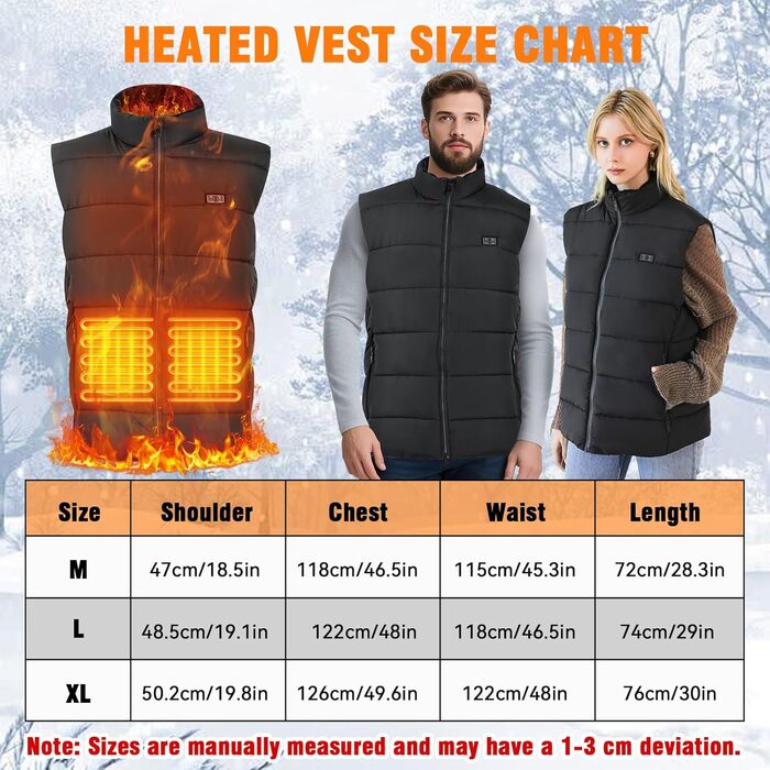 Обогреваемая жилетка для женщин и мужчин, двойной регулятор, 3 температурных режима и 6 зон обогрева, ветро- и водонепроницаемая ткань, оснащена аккумулятором 16000mAh, подходит для походов, катания на лыжах, рыбалки, размер XL