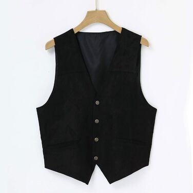 Чоловічий жилет з замші, вінтажний вестерн, ковбойський стиль, чорний, розмір L