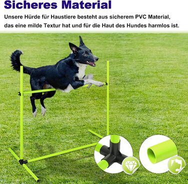 Набір для аджиліті собак 4-TLG, тренування з доріжками, регульована висота, з сумкою, PVC, зелений