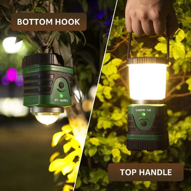 LED Camping Lantern Portable, Super Bright Rechargeable Spotlight with Handle and Hook, 4 Brightness Levels Dimmable, Emergency Light for Power Outages, Hiking, Emergencies, Blackouts, etc. [Energy Class A++]