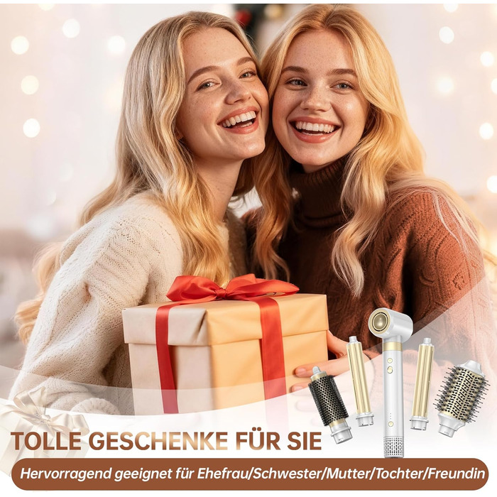 Webeauty Airstyler 7-в-1: фен-щітка, плойка, випрямляч, 110000 об/хв, 25 м/с, 500 млн негативних іонів, білий