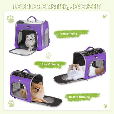 Рюкзак для котів та собак великих порід від ALLSOPETS, дихаючий, з фронтальною відкриваемою конструкцією та страхувальним ремінцем, ідеальний для подорожей, прогулянок та хайкінгу (Квітково-рожевий, Лавандовий)