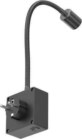 Світлодіодна настільна лампа-бра LESCH з гнучким кронштейном (чорна, 2 шт.) - для читання, під розетку, GU10, 10W