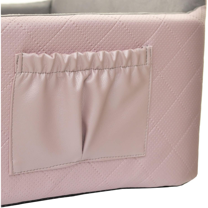 Автоматичне сидіння для собак 2в1 | Універсальний автосидіння для собак та котів | З штучної шкіри та плюшу, 48 x 48 см (Рожевий)