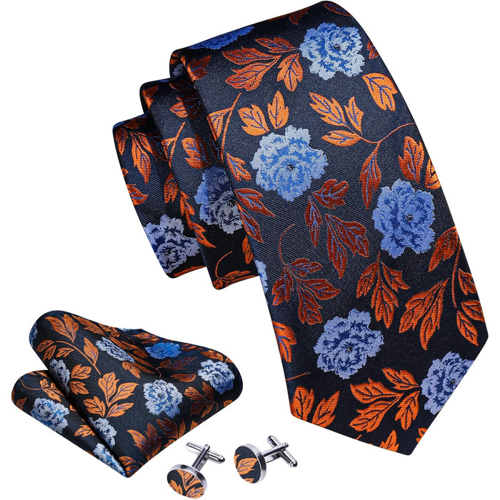 Краватки Barry.Wang для хлопчиків, 119.9 см, самов'язування, комплект з краваткою та кишеньковим хустинкою, форма для підлітків, випускний, виступи, вік 6–15 років, чорний, синій, золотий