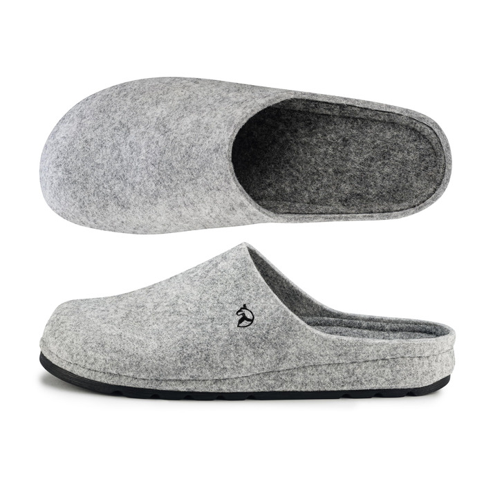 Фетрові тапочки ESTRO для чоловіків - теплі зимові тапочки з гумовою підошвою (45 EU, сірий)