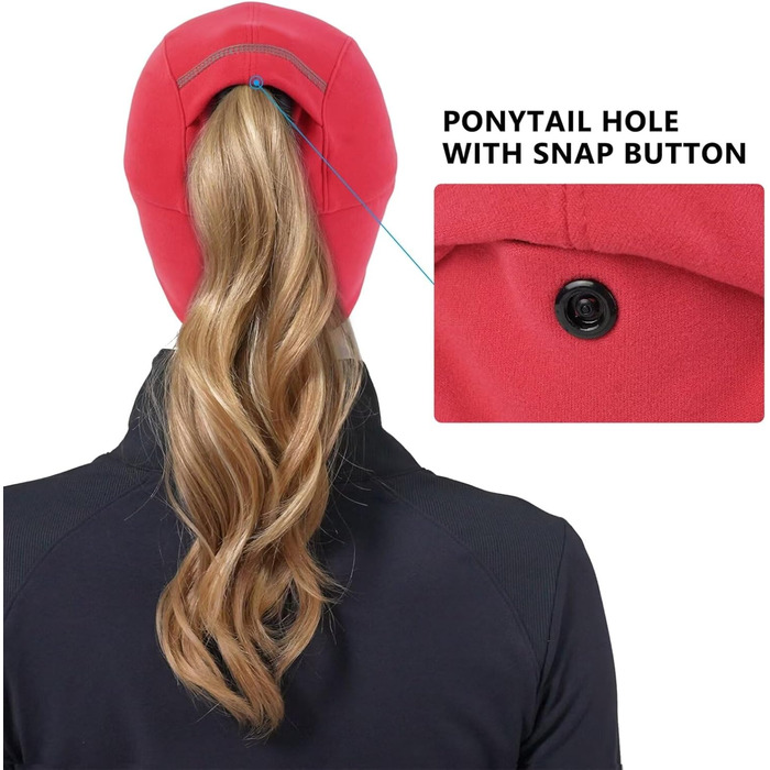 Жіноча зимова шапка GADIEMKENSD з відбиваючими елементами та кишенькою для хвоста, навушник-гетр, для активного відпочинку (червона)