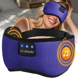 Маска для сну Dolida з Bluetooth навушниками V5.4, бавовняна, дихаюча, з мікрофоном для подорожей, медитації, йоги – блакитна