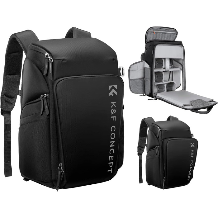 Рюкзак для фототехніки K&F Concept Alpha 25L, чорний: для фотографів, з відділенням для 16-дюймового ноутбука, сумісний з дронами DJI Mavic