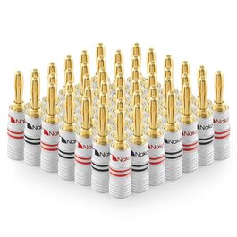Позолочені бананові роз'єми Nakamichi 24K для акустичних кабелів 12-18 AWG, 4мм, для підсилювачів, Hi-Fi AV ресиверів та домашніх кінотеатрів, гвинтові (48 шт/24 пари)