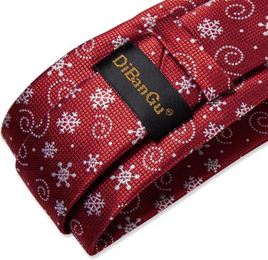 Набір краватки на Різдво для чоловіків DiBanGu: краватка, нагрудна хустинка, краваткові застібки. Білий сніжинка/Червоний