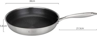 Сковорода EliteHoff Premium 28 см, антипригарна з вафельною структурою, універсальна для всіх плит, індукційна, без PFOA, для духовки та посудомийної машини, срібна (E-7550)