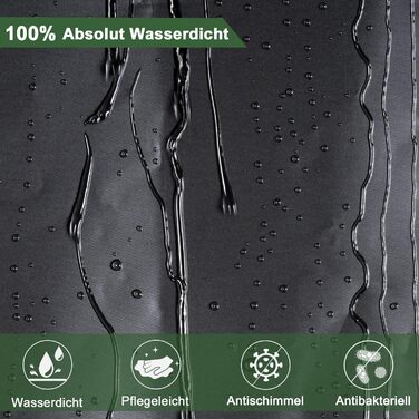 Прозорий душовий завіс AooHome 180x200 см з магнітами, антигрибковий, водонепроникний, з 12 кільцями, шестикутний малюнок, для ванни/душової кабіни (Чорний)