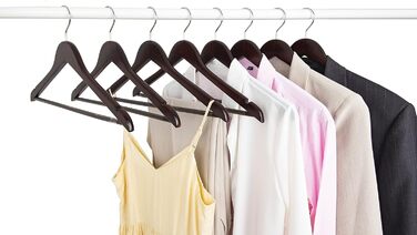 Дерев'яні вішалки для одягу Amber Home, 20 шт., масивна деревина волоського горіха, гладка поверхня, з перекладиною для штанів, поворотний гачок та виступи для куртки, штанів, сорочок (Волоський горіх, 20)